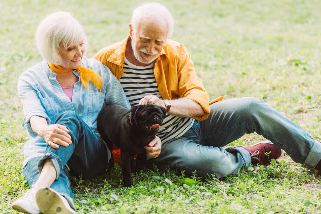 Elders and a pet dog